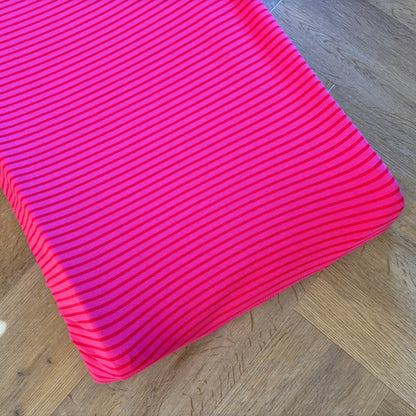 Aankleedkussenhoes - strepen - fuchsia/rood