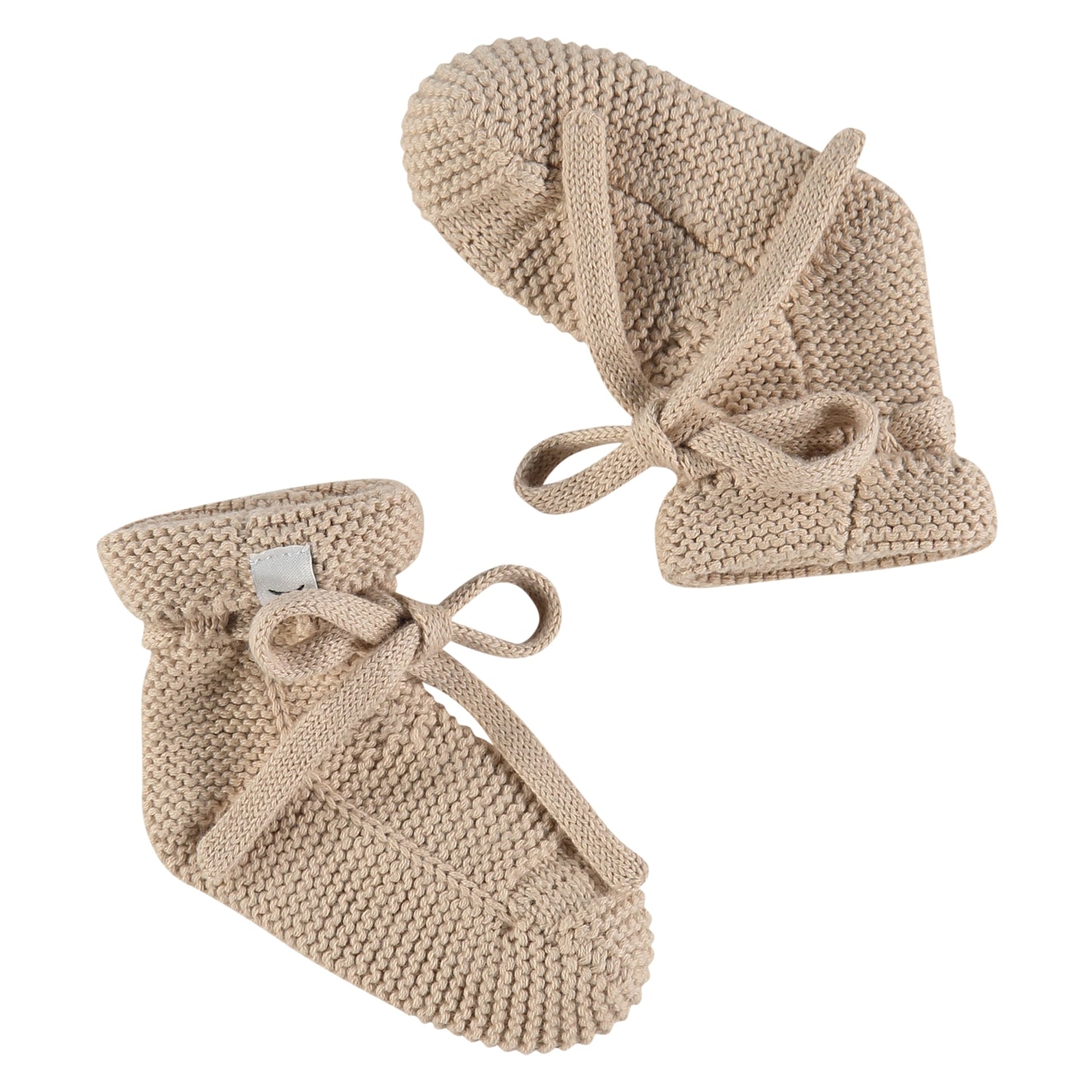 Gebreide babyslofjes met veter - Beige