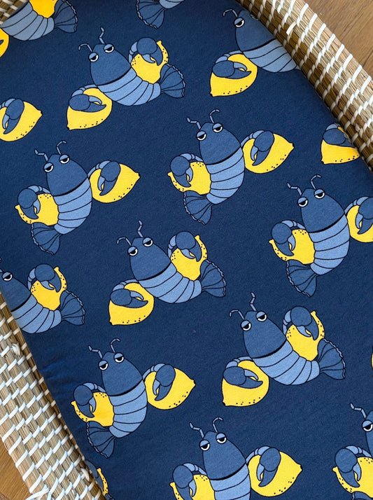 Hoeslaken verschoonmand/kinderwagen - blauw - kreeften