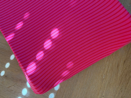 Aankleedkussenhoes - strepen - fuchsia/rood