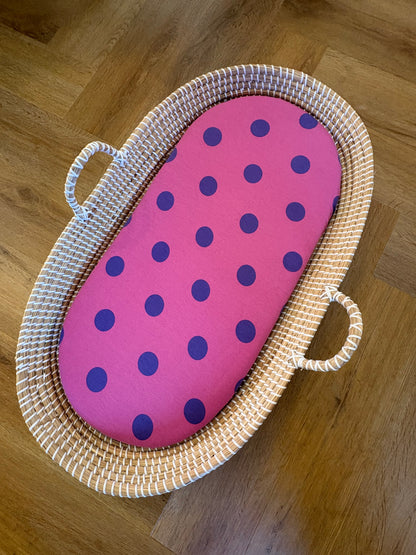 Hoeslaken verschoonmand/kinderwagen - stippen - roze/paars