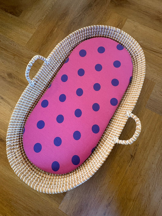 Hoeslaken verschoonmand/kinderwagen - stippen - roze/paars