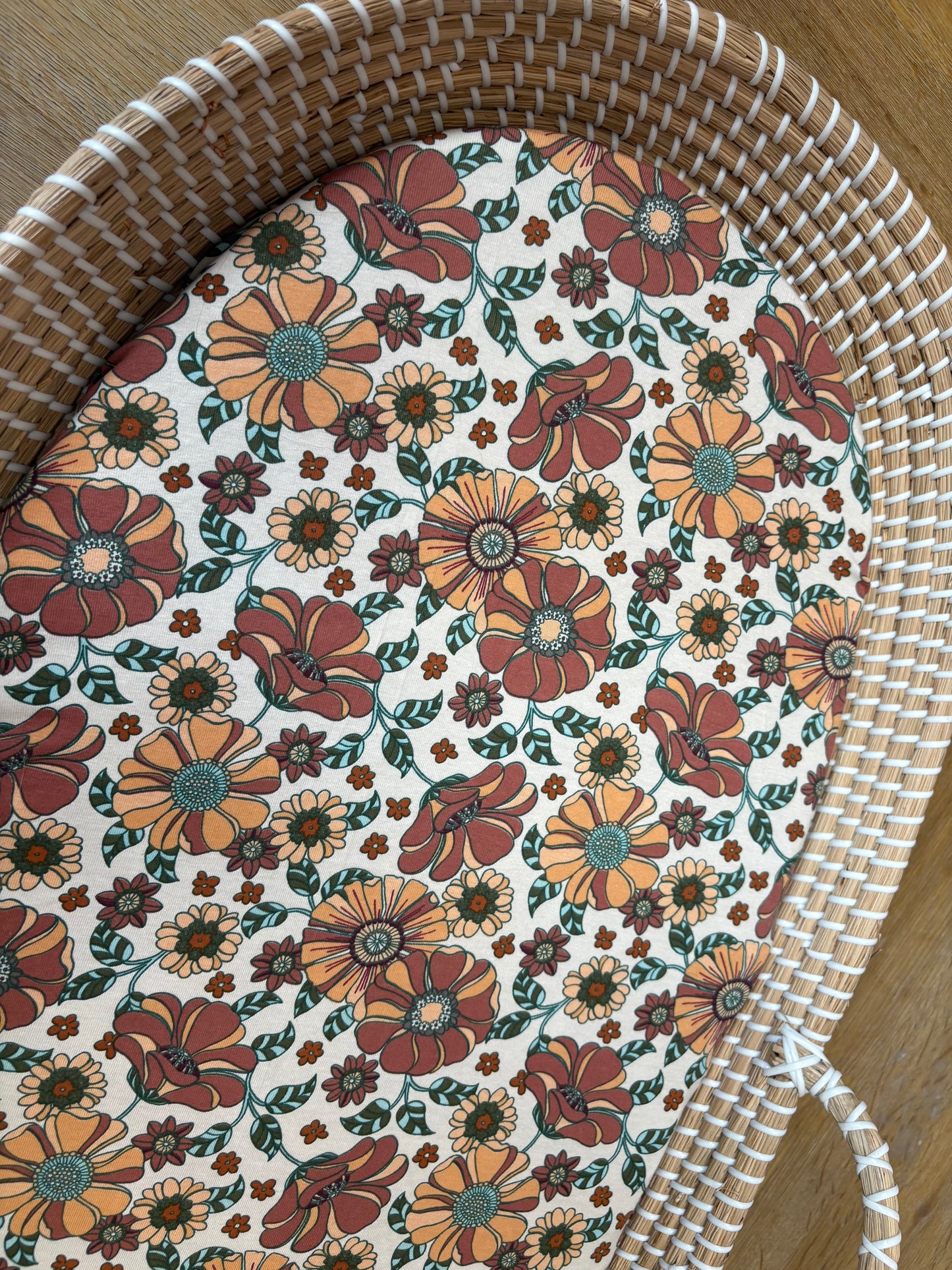 Hoeslaken verschoonmand/kinderwagen - bloem - vintage