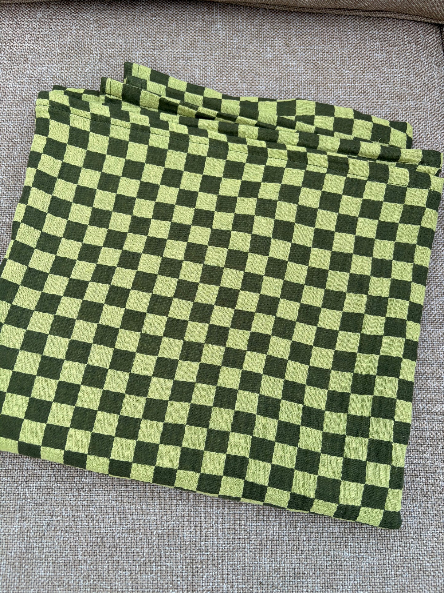 Hydrofiele XL multidoek - swaddle - groen - blokjes