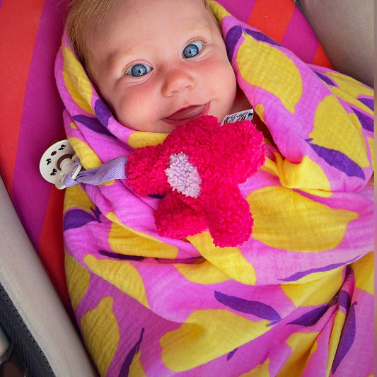 Hydrofiele XL multidoek - swaddle - roze - citroenen