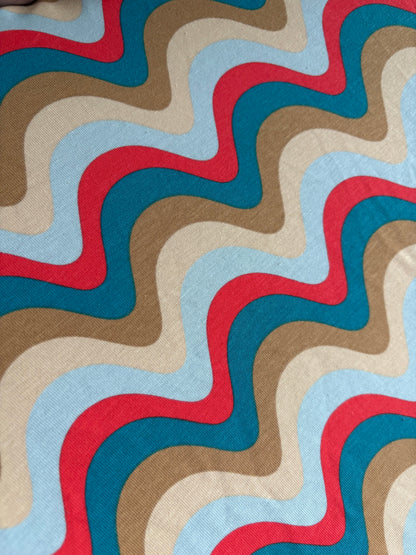 Aankleedkussenhoes - golven - blauw/rood