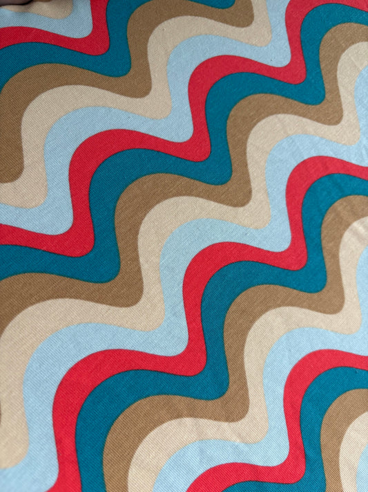 Aankleedkussenhoes - golven - blauw/rood