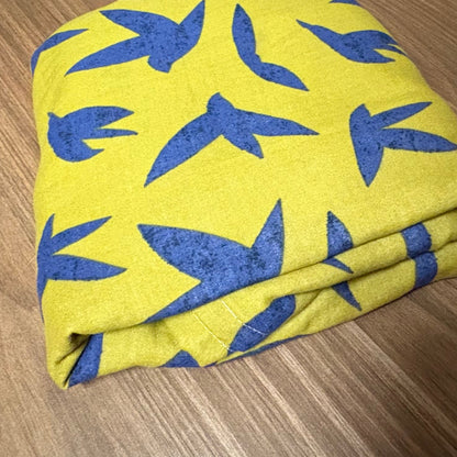Hydrofiele XL multidoek - swaddle - vogels - mosterdgroen/blauw