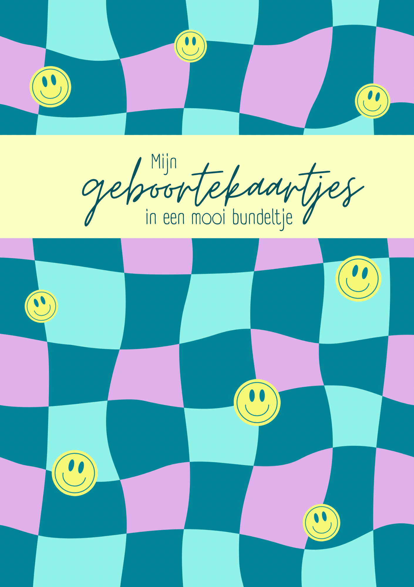 Bewaarbundel geboortekaartjes A5 - Blokjes turquoise