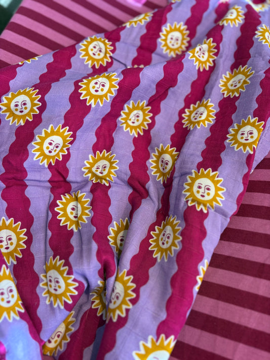 Hydrofiele Multidoek 120x120cm - 70% Bamboe - Magenta Zon