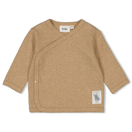 Overslagshirt - rib - brown melange - 74