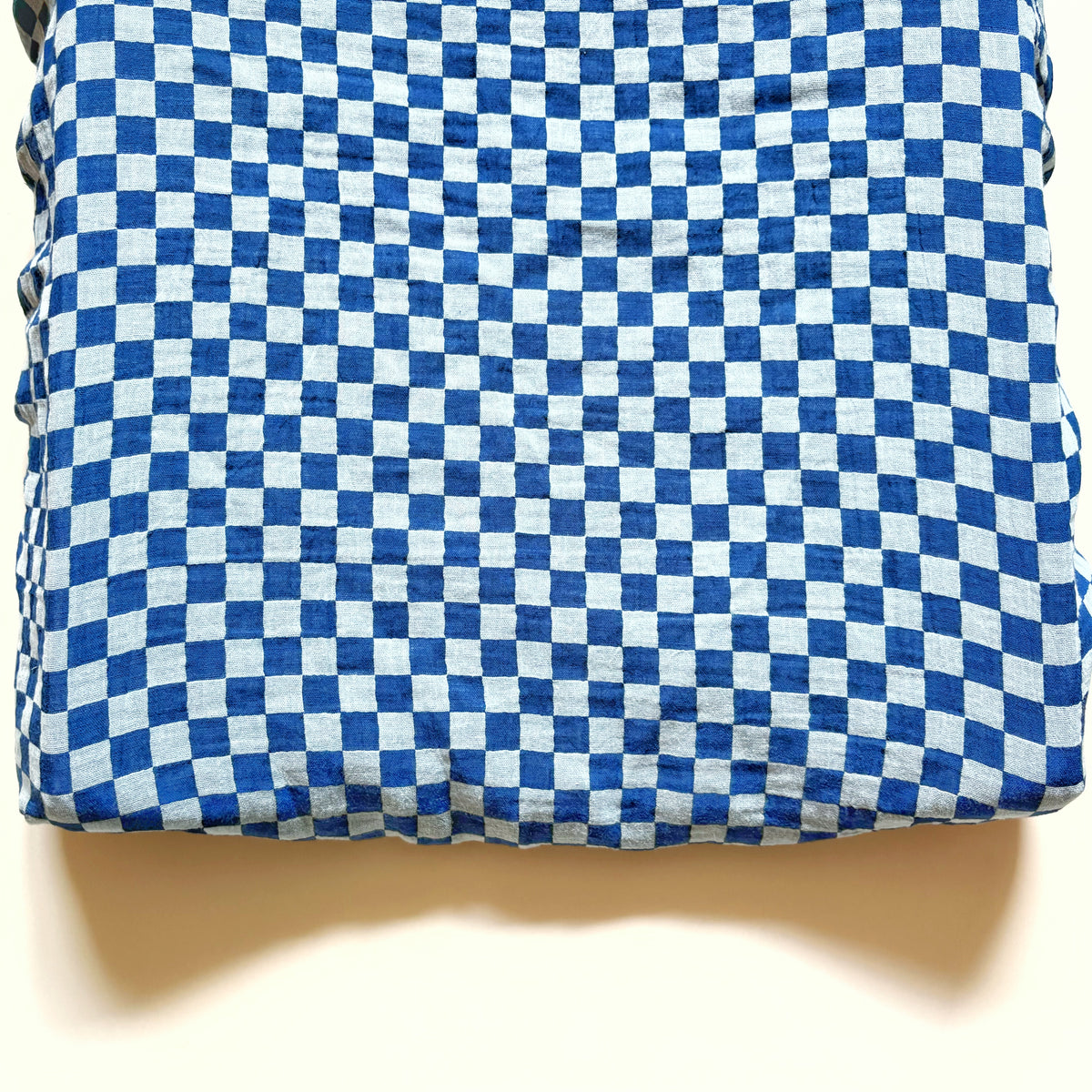 Aankleedkussenhoes - hydrofiel - geblokt - blauw