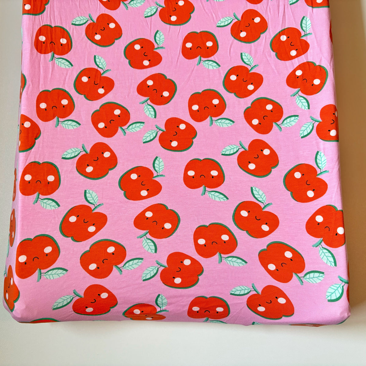 Aankleedkussenhoes - appels - roze/rood