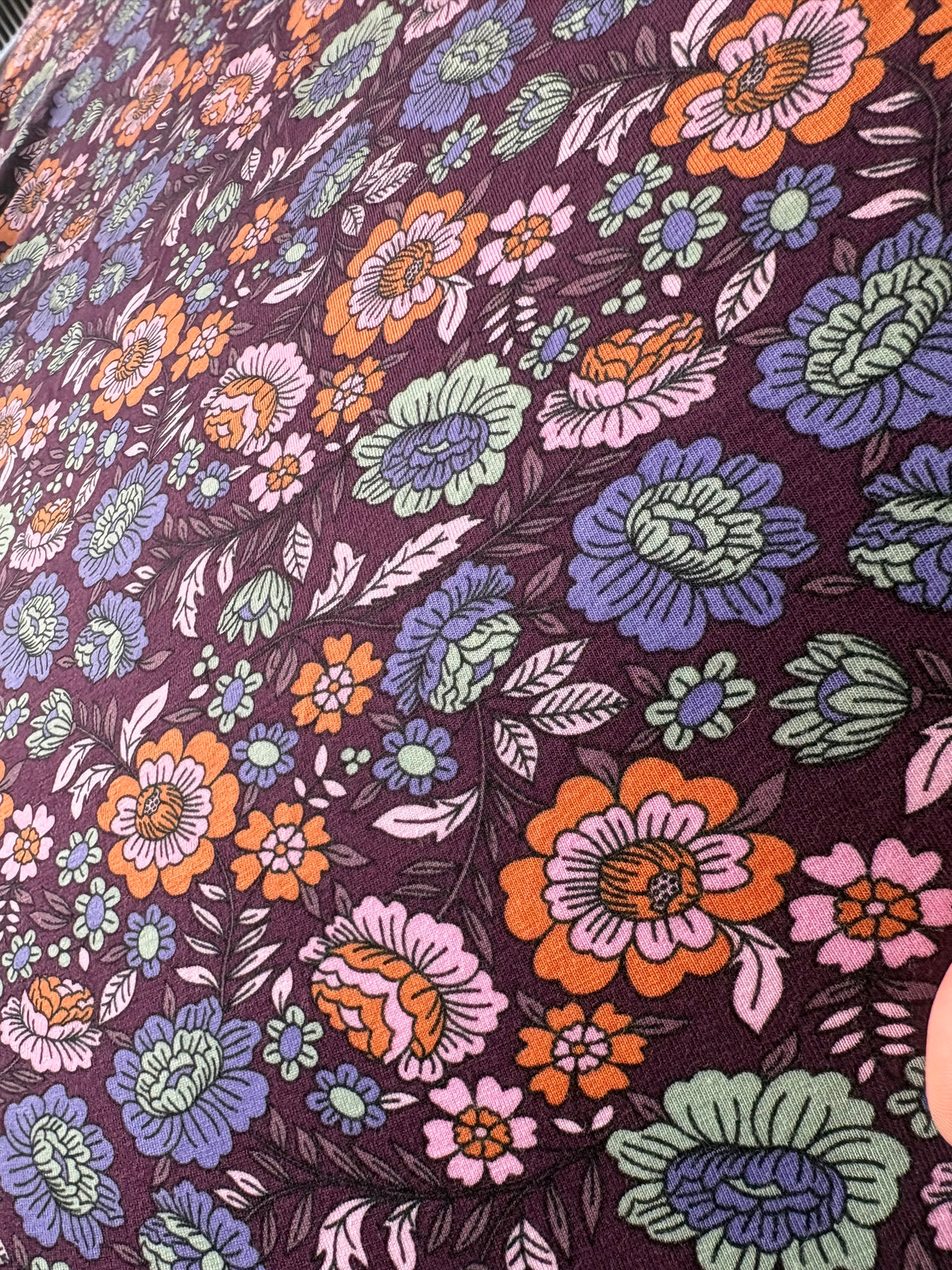 Aankleedkussenhoes - paars - bloemen