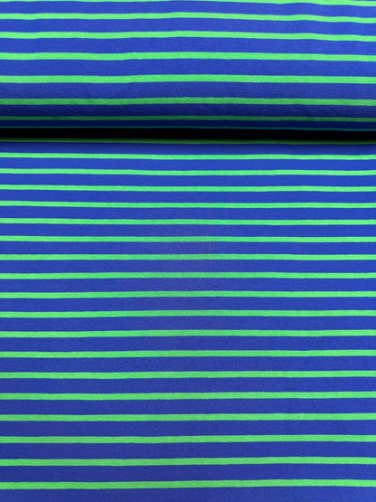 Hoeslaken - Streepjes blauw/groen