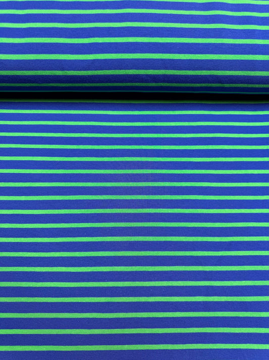 Hoeslaken - Streepjes blauw/groen