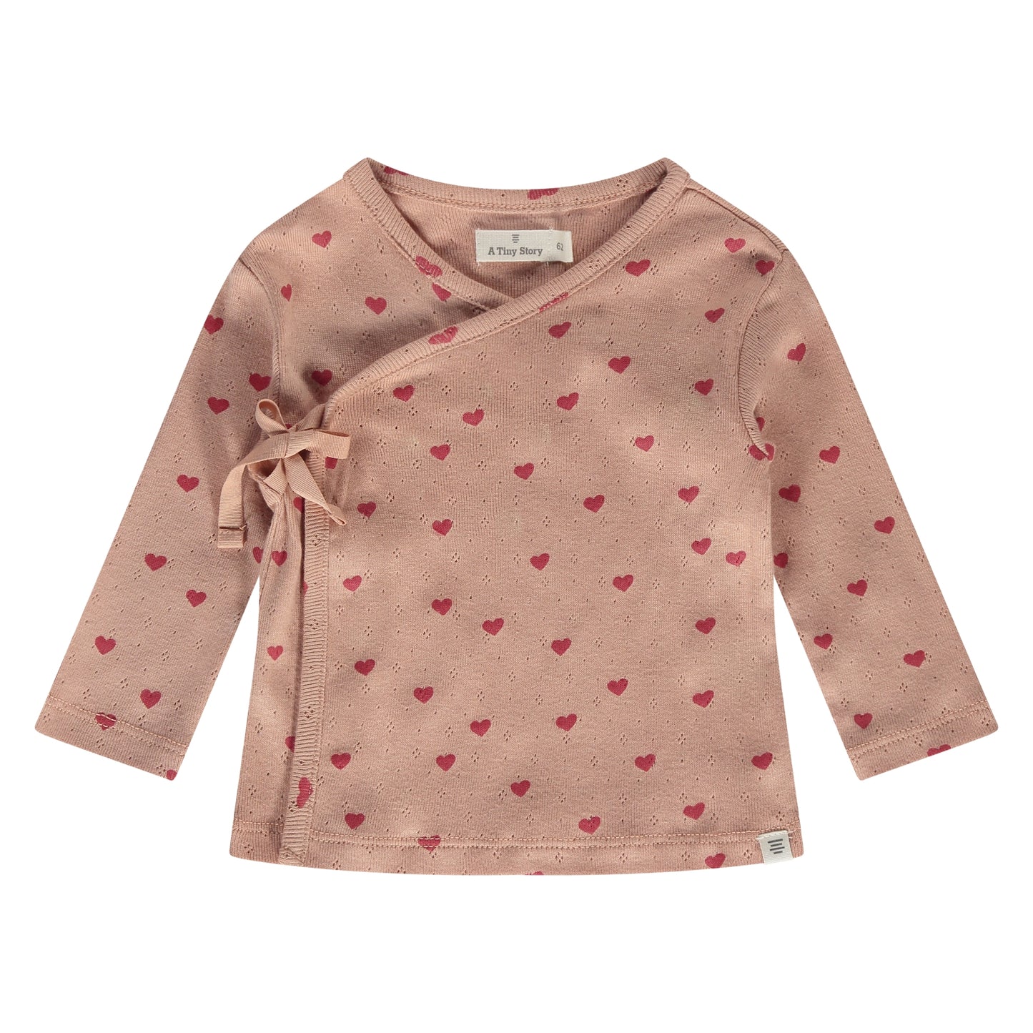 Baby overslagtrui - modal mix - hearts coral