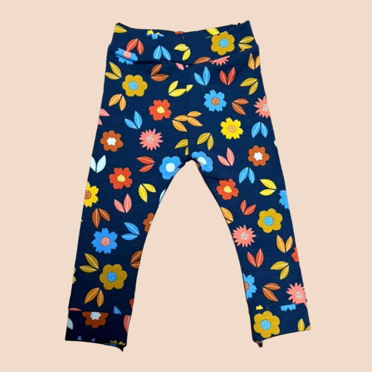 Broekje -  navy flower - handmade - maat 62