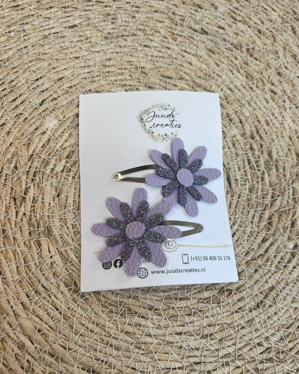 Haarclipjes - set van 2 - Paarse bloemen