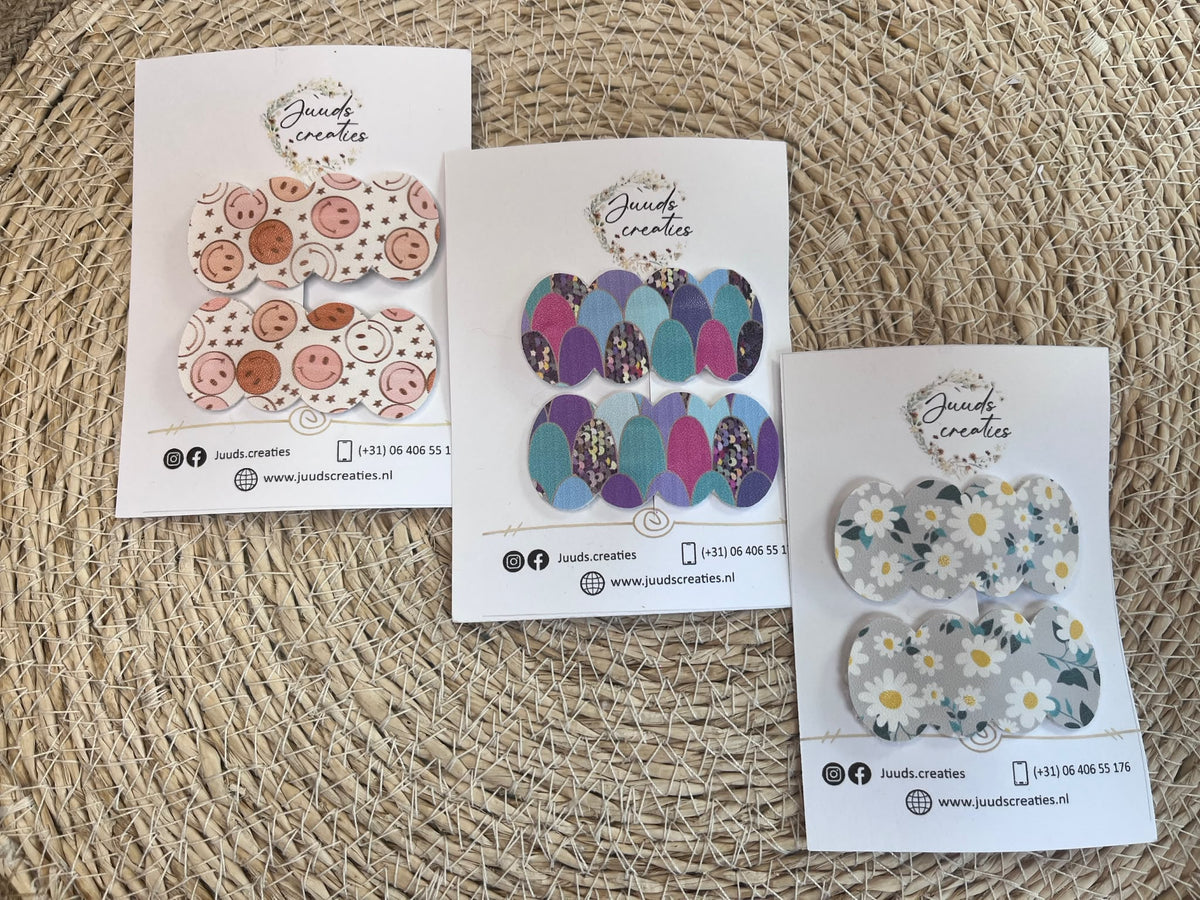Haarclipjes - set van 2 - Golven - Smileys