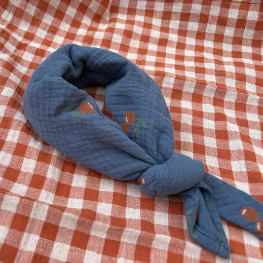 Hydrofiel Sjaaltje / Bandana /  (45x45 cm) - Blauw / Kersen
