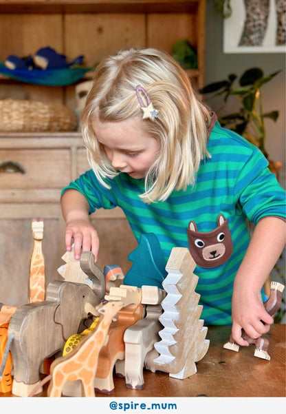 Kinder longsleeve - gestreept met beren - Biologisch katoen