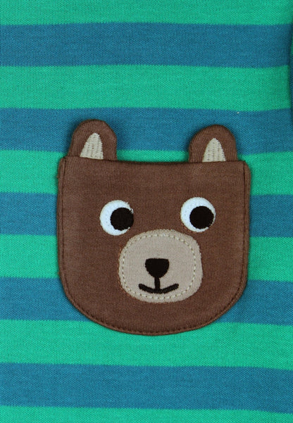 Kinder longsleeve - gestreept met beren - Biologisch katoen