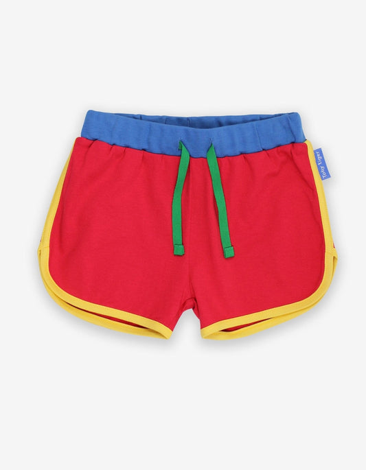Kinder short - rood colorblock - Biologisch katoen